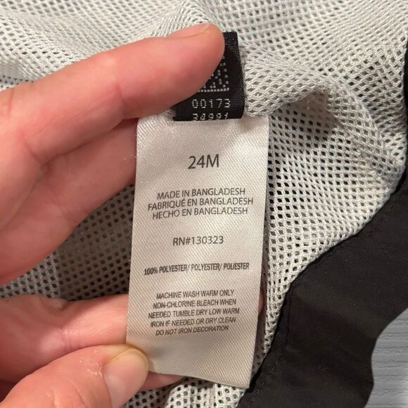 CAT Caterpillar Black Hooded Windbreaker Jacket 24M Yellow Zip Outdoor Coat - Picture 6 of 7